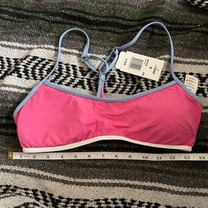 l*space Pink Bikini Top with Light Blue Trim
